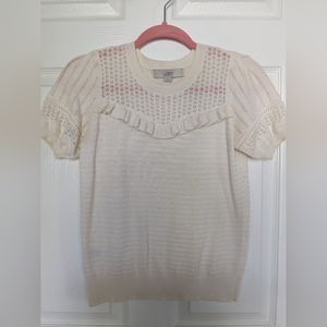 LOFT Cream Sweater Short Sleeved Top Size XS